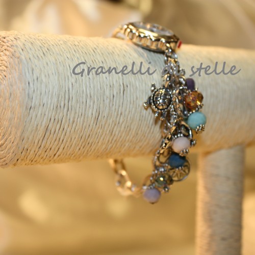 Orologio Bracciale artigianale. GRANELLI DI STELLE. CREAZIONI VENDITA NEGOZIO, BIJOUX ARTIGIANALI: ANELLI, BRACCIALI, COLLANE, ORECCHINI, CIONDOLI, SEGNALIBRI, ACCESSORI CERIMONIA, PARURE