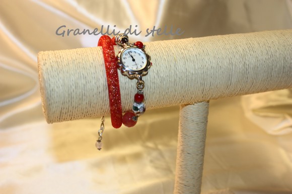 Orologio Bracciale artigianale. GRANELLI DI STELLE. CREAZIONI VENDITA NEGOZIO, BIJOUX ARTIGIANALI: ANELLI, BRACCIALI, COLLANE, ORECCHINI, CIONDOLI, SEGNALIBRI, ACCESSORI CERIMONIA, PARURE