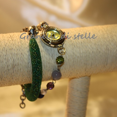 Orologio Bracciale artigianale. GRANELLI DI STELLE. CREAZIONI VENDITA NEGOZIO, BIJOUX ARTIGIANALI: ANELLI, BRACCIALI, COLLANE, ORECCHINI, CIONDOLI, SEGNALIBRI, ACCESSORI CERIMONIA, PARURE